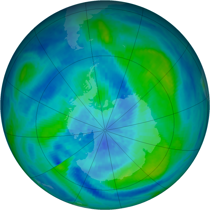 Antarctic ozone map for 20 March 2003
